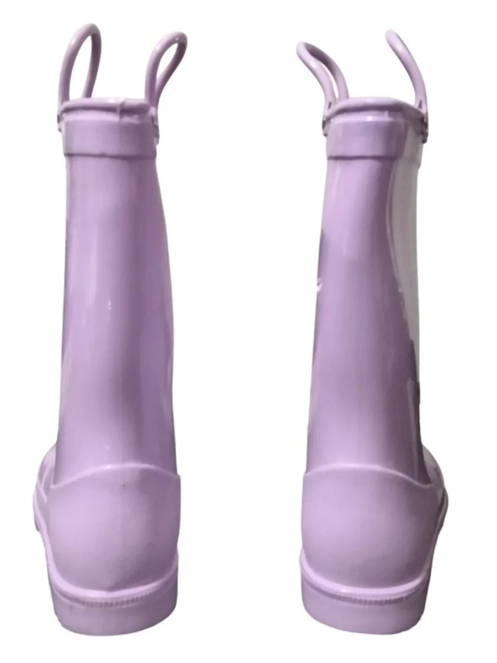 K KomForme Big Kids Size 2 Lavender Rain Boots With Handles & Removable Insole